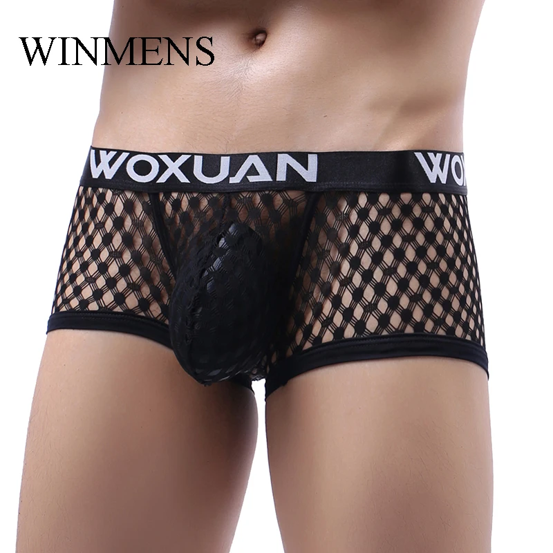 الكبار الرجال انظر الداخلية شبكة صيد السمك جذوع القصاصات شبكة شير مثلي الجنس مثير سراويل داخلية للرجال الصلبة مطاطا سيسي مضحك سراويل