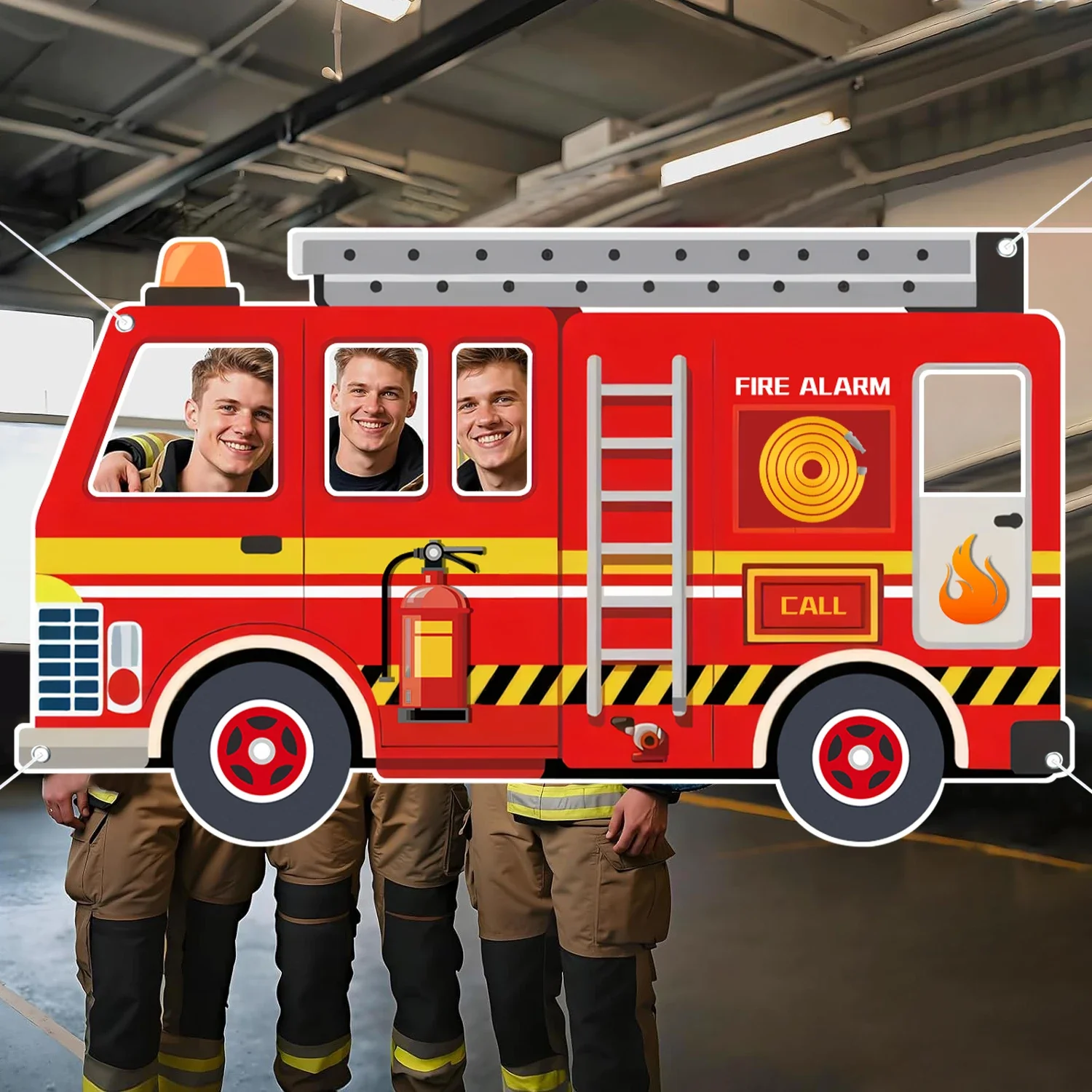 Feuerwehrauto Ausgehöhlte Fotografie-Requisiten Feuerwehr-Thema Feuerwehrauto Geburtstagsparty-Deko Feuerwehrmann Spaß-Requisiten Party-Zubehör