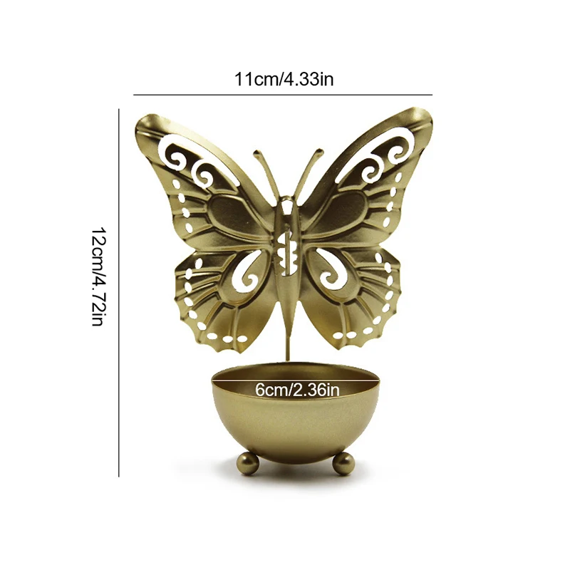 Iron Art Butterfly Candle Holder Metal Candlestick Desktop Ornaments Scented Candle Heat Resistant Crafts Home Living Room Decor