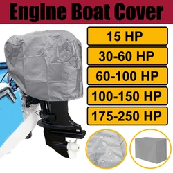 15-250HP 210D Oxford Waterproof Yacht Half Outboard Motor Engine Boat Cover Anti Sun UV Dustproof Marine Engine Protector Silver