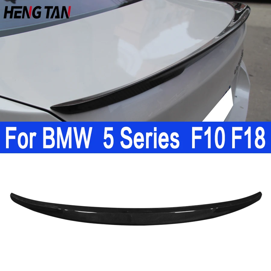 For BMW 5 Series F10 F18 520i 525 530i P Style Real Carbon Fiber Tail fins Rear Deck Spoiler Duckbill Car Retrofit the rear wing