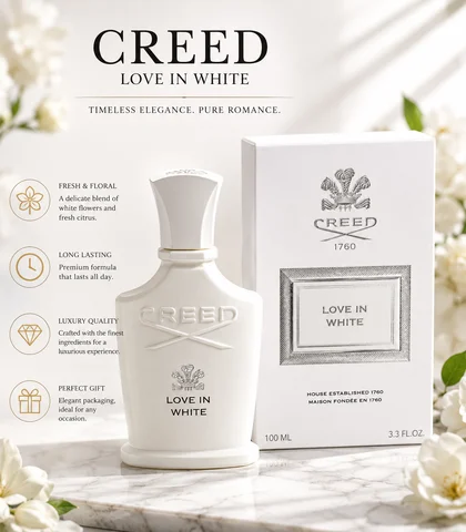 Profumo Love in White Style per Donna 100ml - Fragranza Floreale Fresca a Lunga Durata - Elegante Flacone Bianco Spray EDP Regalo