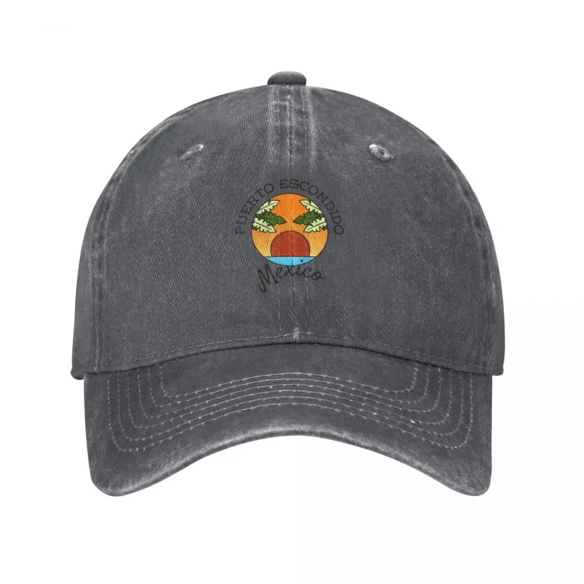 Bright Puerto Escondido Mexico - Black Text - Vacation / Resort / Cruise Baseball Cap Brand Man cap Hat Beach Men's Women's