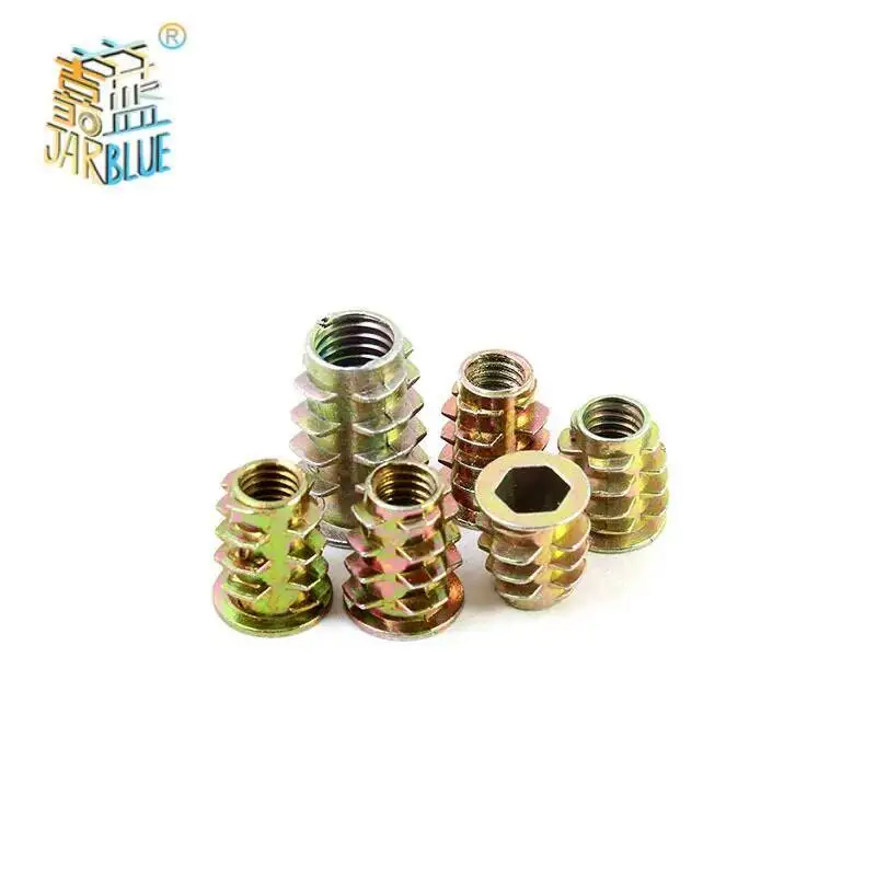 

10pcs/lot Zinc Alloy Thread For Wood Insert Nut Flanged Hex Drive Head Furniture Nuts M4 M5 M6 M8