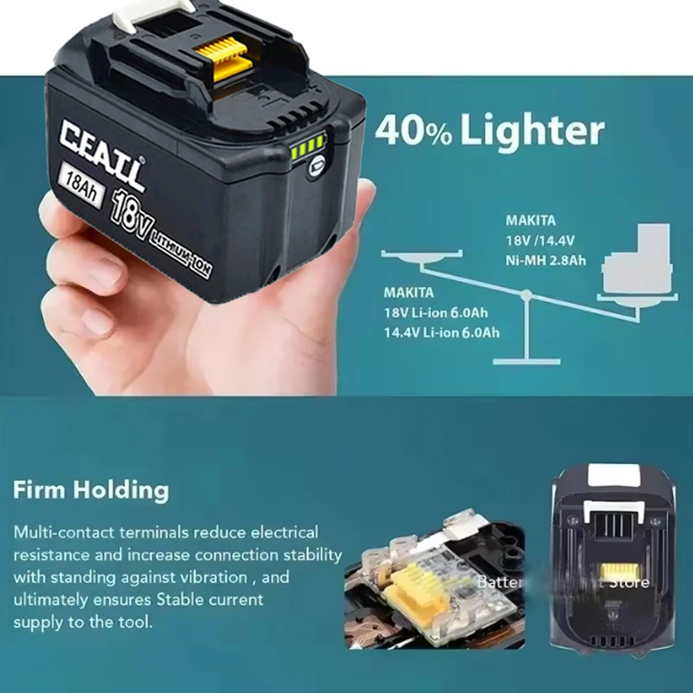 

Original 18V 18Ah battery, for Makita LXT BL1860B LXCV，LXDG，LXDT，LXFD，LXLC，LXPH， rechargeable power tool batter