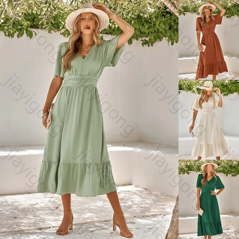 Elegante Abendkleider mit V-Ausschnitt und halben Ärmeln, sexy Rüschen, langes Kleid, exquisite, hochwertige Abschlussball-Party-Kleider für Frauen, individuell gestaltet