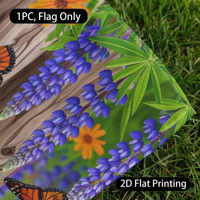 1pc Spring Robin Birds Monarch Butterfly Garden Flag 2D Flat Printed Outdoor Yard Decor Flag Only