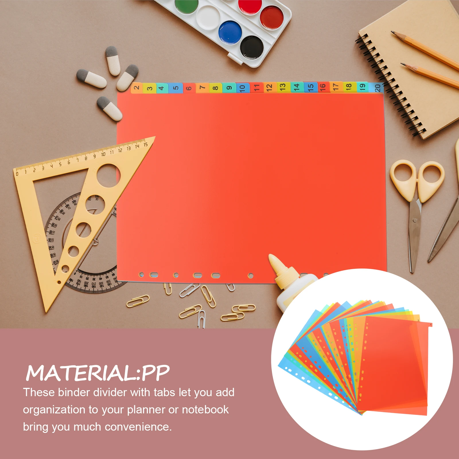 

20 Sheets Binder Divider Tabs Index Pages for Organizing Binder Notebook School Office Document Separator