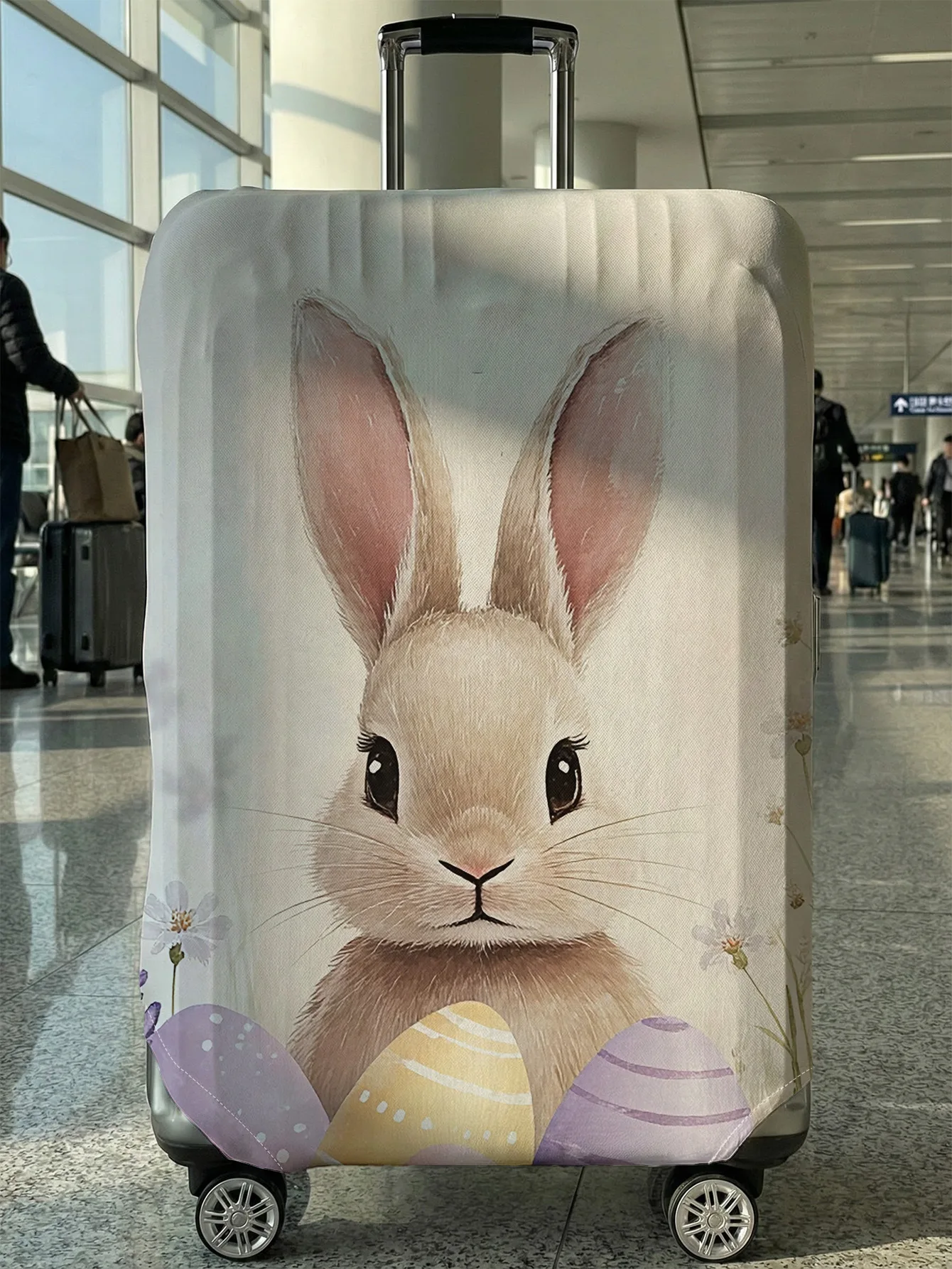 

Easter Rabbit Egg Watercolor Print Luggage Cover, Suitable for 18-32 Inch Luggage Cover, Luggage Handle Glove, Travel Accessorie