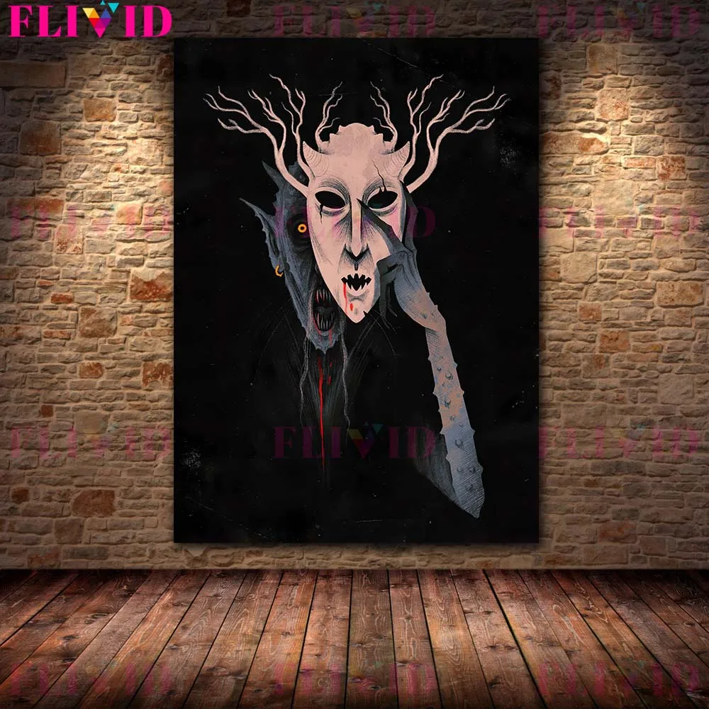 The Wrath Of The Skeleton Witch Vintage Wall Art Canvas Painting Mysterious Demons And Human Faced Birds Poster Print Decoration