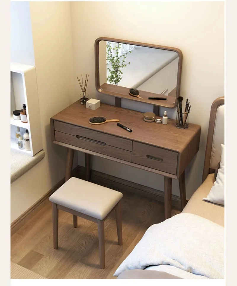 

Light Luxury Advanced All Solid Wood Makeup Table Modern Simple Bedroom Dresser
