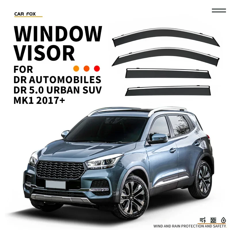 FOR DR Automobiles DR 5.0 Urban Suv Chrome Trims Awnings Window Visor Vent Shade Rain and Sun Protectio Stay Dry With