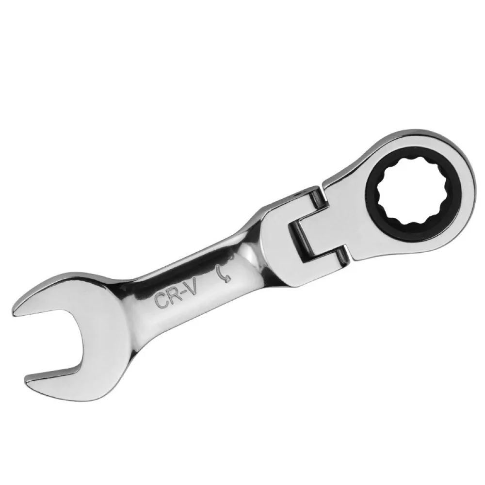 Handheld Ratchet Wrench Metric 6mm To 19mm Open Ring Spanner Chrome Plated Manual Repair Equipment Lightweight Compact Tool