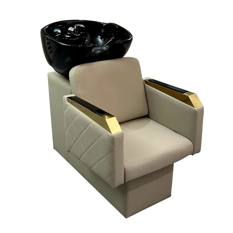 

Semi-reclining shampoo bed Barber shop Flat reclining shampoo chair Massage flush bed