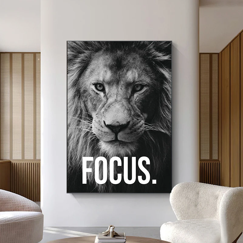 Animal Motivation Quote Posters Stay Hungry Face Your Fears Focus Motivational Art Canvas Painting Wall Art Room Home Decor