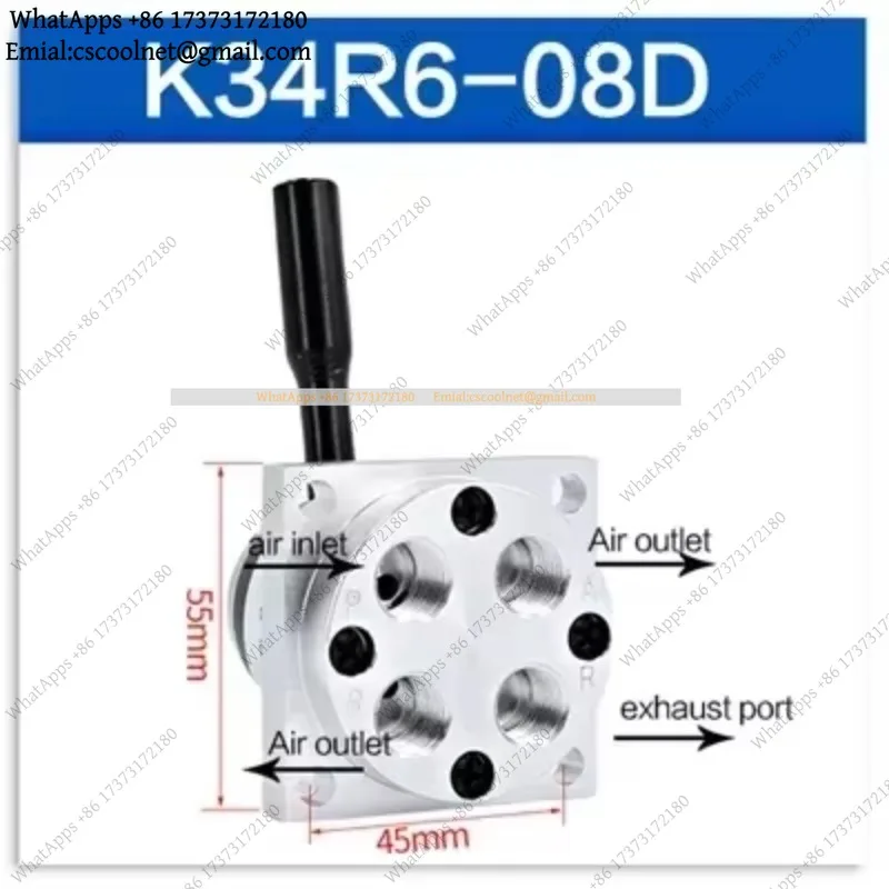 Pneumatic Manual Rotary Valve K34R6-8D K34R6-8L 3 Position 4 Way Cylinder Control