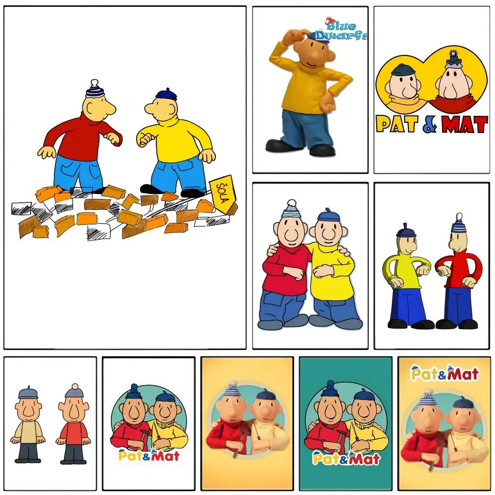 Cartoon P-Pat M-Mat Poster  Self-adhesive Art Waterproof Paper Sticker Coffee House Bar Room Wall Decor