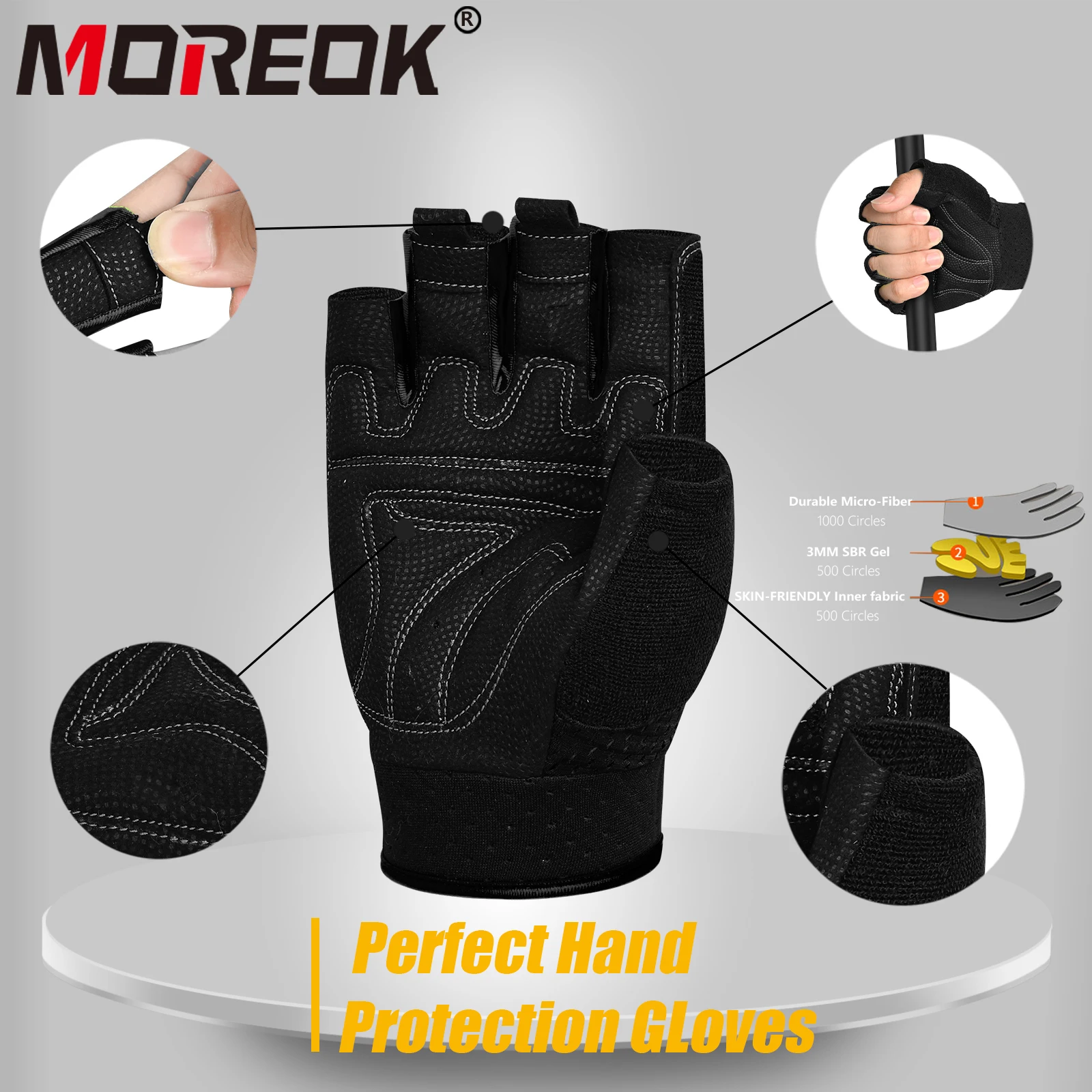 MOREOK Workout Gym Fitness Gloves Men Women,3MM Gel Pad Weight Lifting Gloves for Powerlifting,Exercise,Training,Pull Ups,Rowing