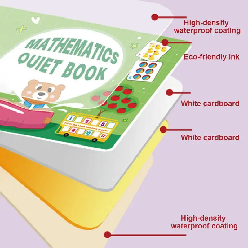 Libro sensoriale Montessori libro di attività silenzioso apprendimento numero di animale Puzzle abbinato materiali per l'apprendimento sensoriale di 3-6 anni