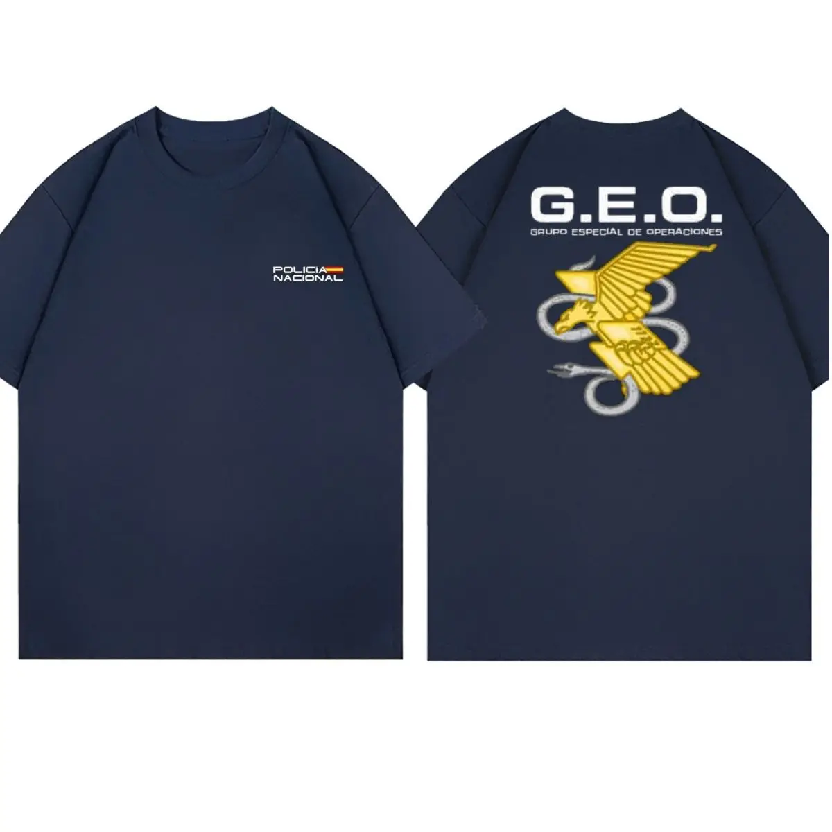 فريق العمليات الخاصة الإسبانية القوات الخاصة CNP National Police Theme مطبوعة قصيرة الأكمام تي شيرت رجالي كاجوال مريح #4