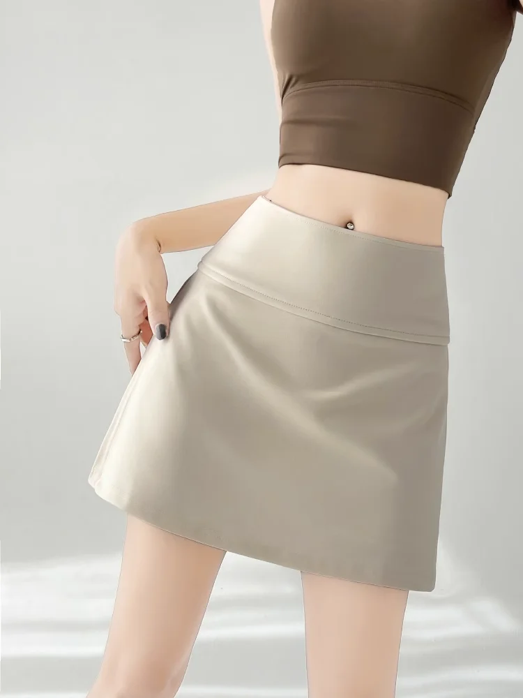 Grey Skirts Women Spring Summer Korean Style Side-slit Sexy Lined To Prevent Light Leakage High Waist Slim Hip-covering Casual