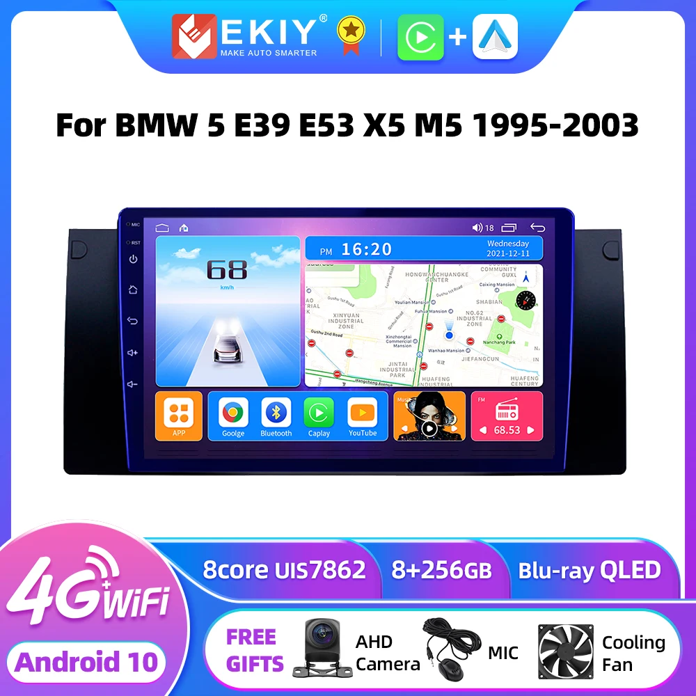 

Автомагнитола EKIY T7 2 din Android для BMW 5 E39 1995 - 2003 E53 X5 M5 Carplay 4G Автомобильная Мультимедийная навигация GPS 2 din Авторадио DVD