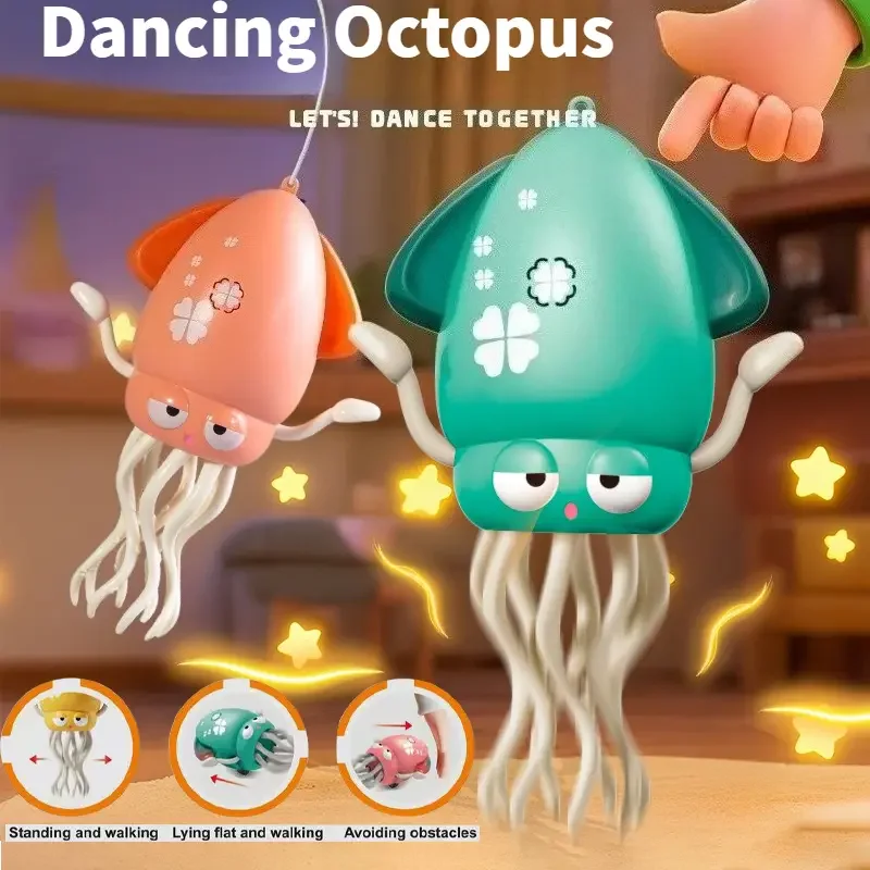 Juguete interactivo de pulpo bailando con detección automática para evitar obstáculos, mascota electrónica móvil, juguetes educativos para niños de 3 a 6 años