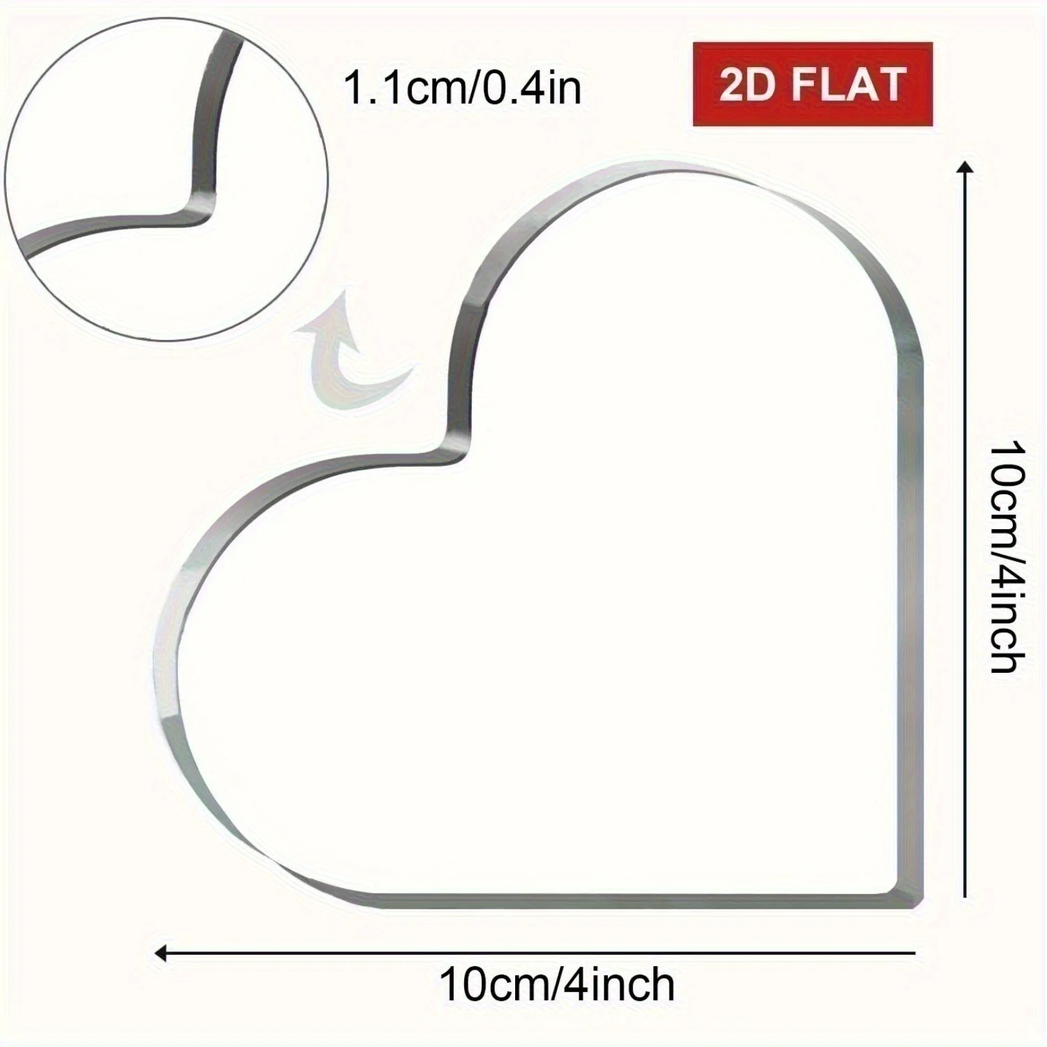 2D Flat Acrylic Heart Sign, 4x4 Inch Inspirational Best Friend Gift for Women, Thank You Decor for Friend Family Coworker