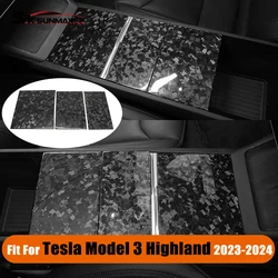For Tesla Highland Model 3 2024 3pcs Forged Carbon Fiber Center Console Panel Covers Car Interior Accessories