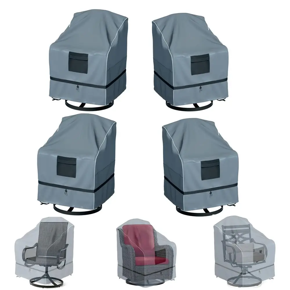 

Чехол для вращающегося кресла, 4 шт., водонепроницаемый, усиленный, 29 x 31 x 38,5 дюймов, серый