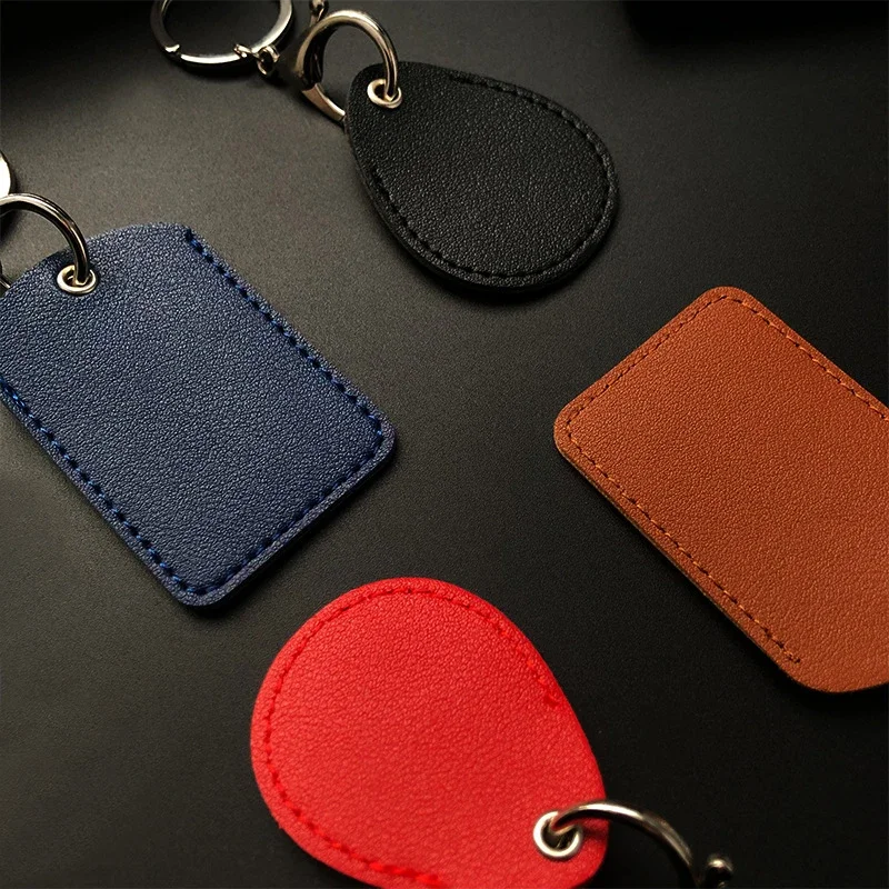 PU Leather Card Holder with Key Ring Water Drop Shaped Key Case Keychain Doorlock Access Control Tags Keyfob Tag ID Card Case