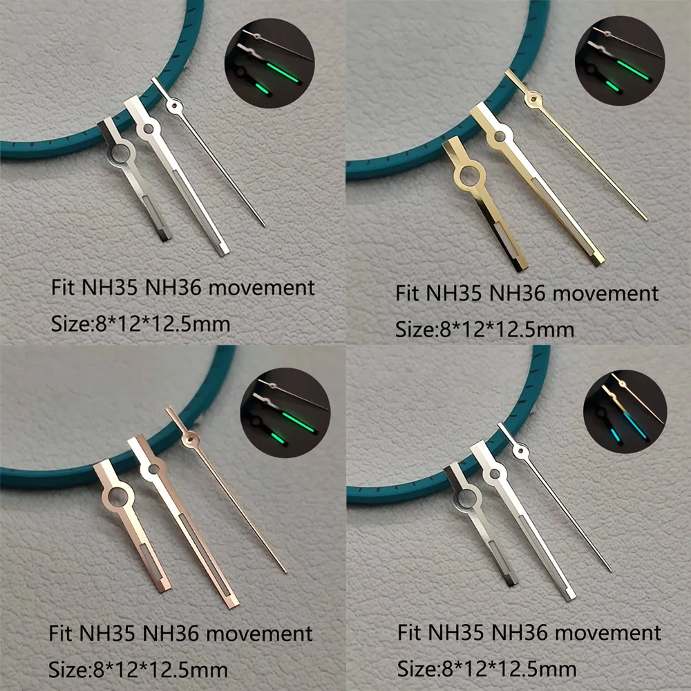 NH35 Hands Rose Gold Silver Gold Watch Hands Green Luminous For NH35/NH36/4R/7S Movement Watches Pointers