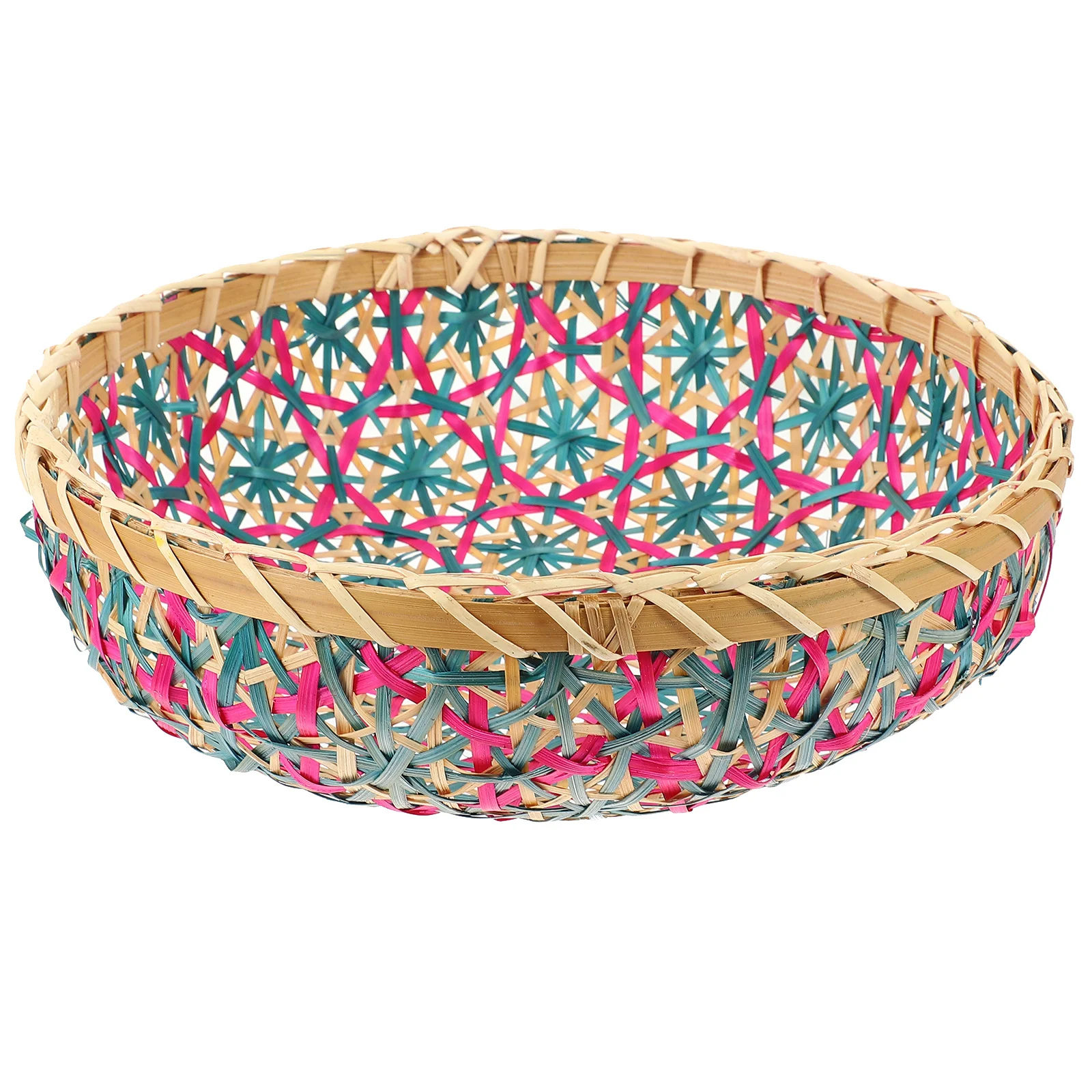 

Decorative Bamboo Woven Storage Basket Pastoral Style Desktop Organizer for Fruit Snacks Bathroom Shelves Small