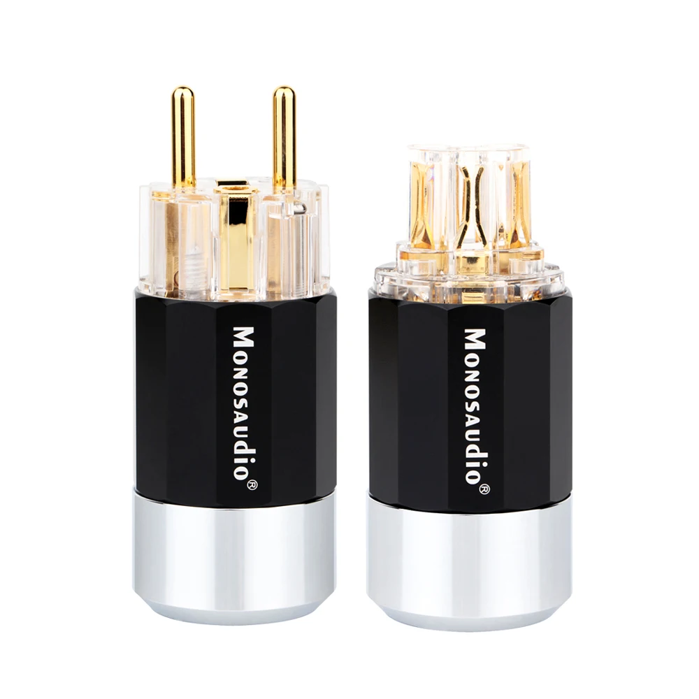 Hi-end E109G/F109G 99.99% Pure Copper EU Plug Type Schuko Power Plug Pure Copper Eu version Power Connector HIFI AC Power Cord