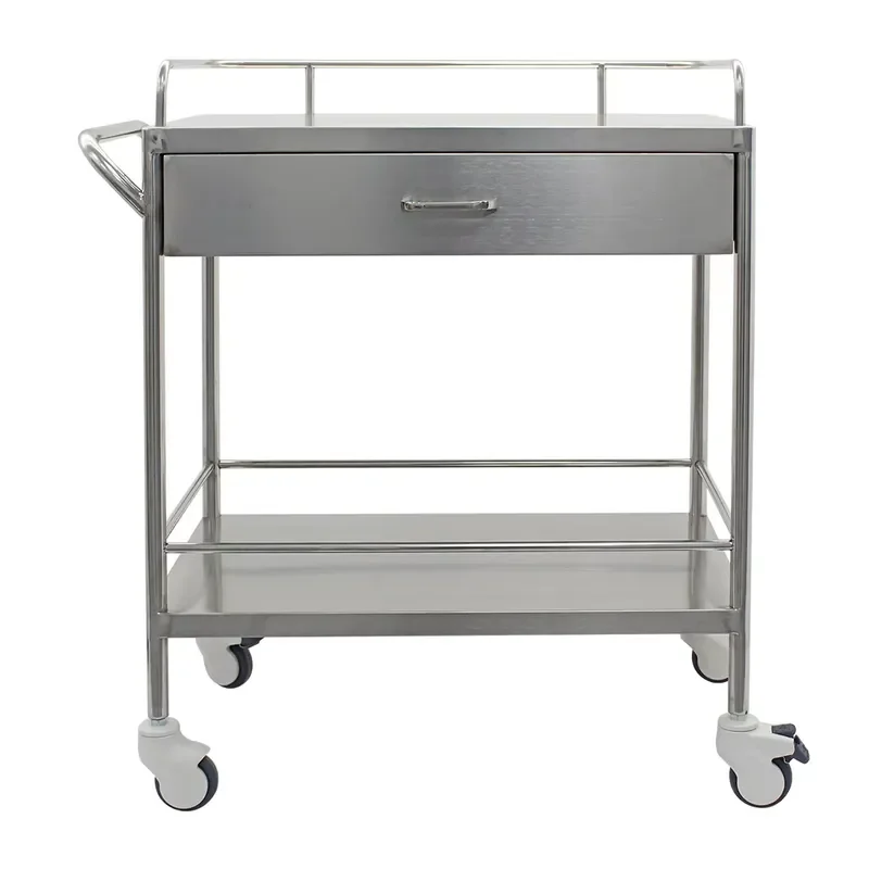 for Modern Stainless Steel Hospital Treatment Cart with Durable Design and 4 Wheels for Nursing Purposes