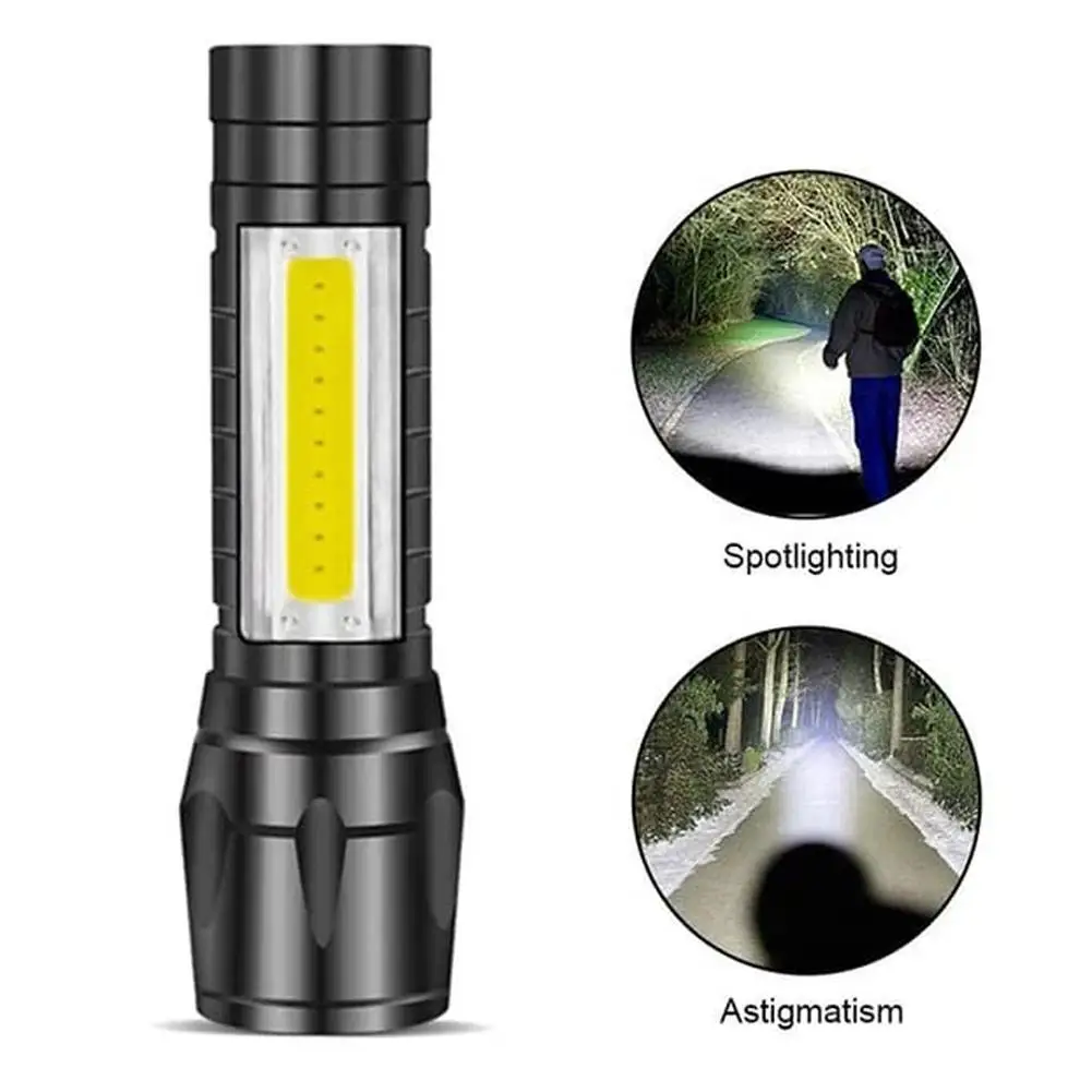 Mini LED Flashlight COB+XPE Portable Torch USB Charging Camping Lantern Zoomable Focus Light Tactical Flashlight With Pen Clip