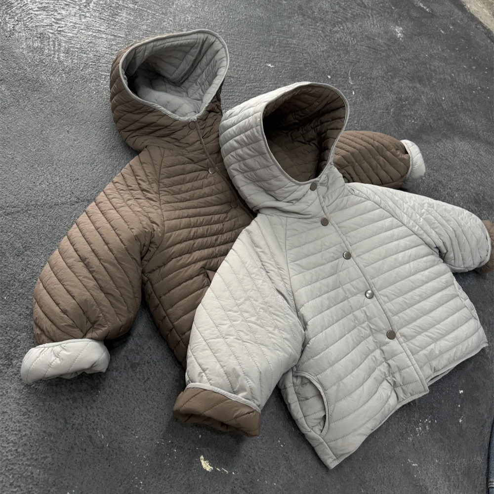 

Парки для маленьких мальчиков с капюшоном, утепленная однотонная детская куртка для мальчиков, новое зимнее двустороннее стеганое пальто для маленьких мальчиков