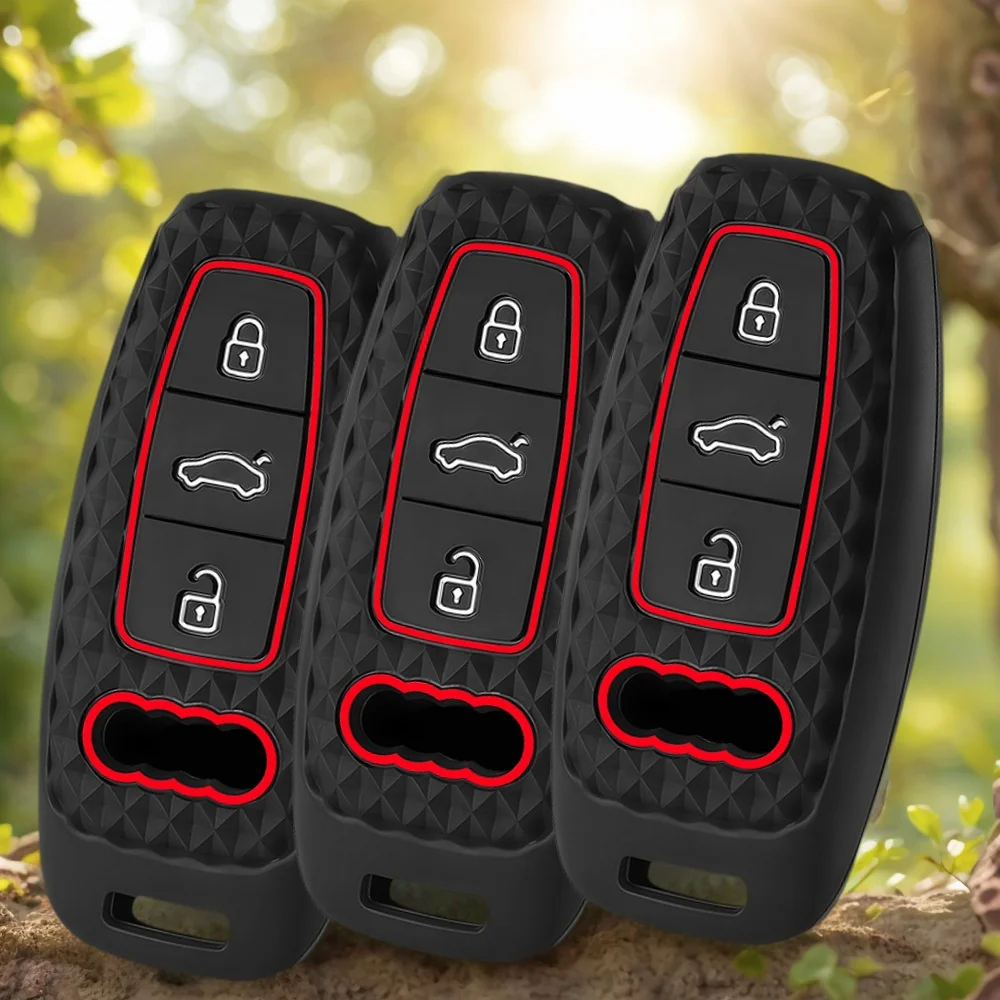 New Silicone Car Remote Key Case Cover Shell Fob For Audi Q8 RSQ8 A6 C8 S6 RS6 A7 S7 RS7 A3 8Y A8 D5 4N RS E-tron GT Q4 Q7 4M