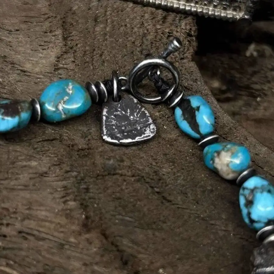 Handmade natural Turquoise rough stone bracelet,men's cuff button bracelet,Ramadan prayer bead,holiday gift,daily wear