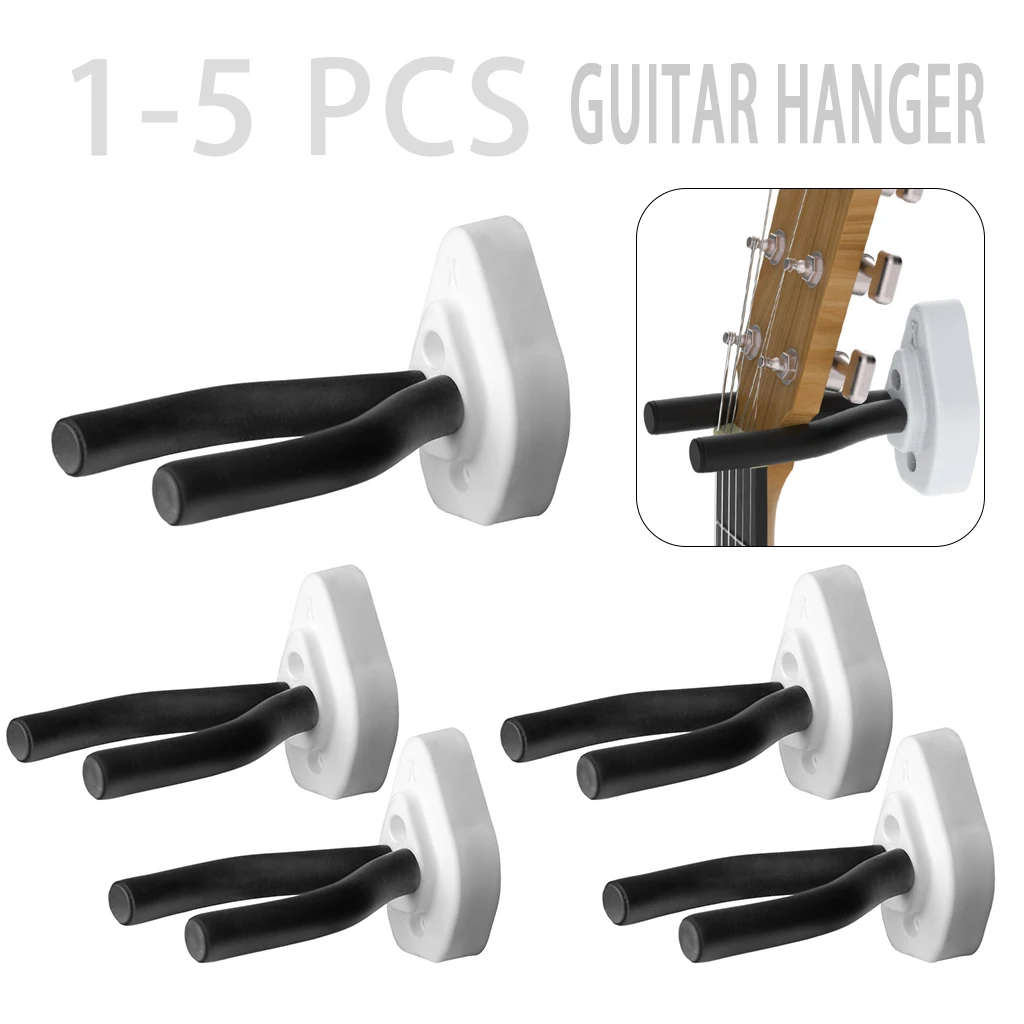 

Прочная противоскользящая настенная вешалка для гитары, подставка с крючком для акустического электрического бас-гитары, укулеле, скрипки - компактный дизайн, белый цвет