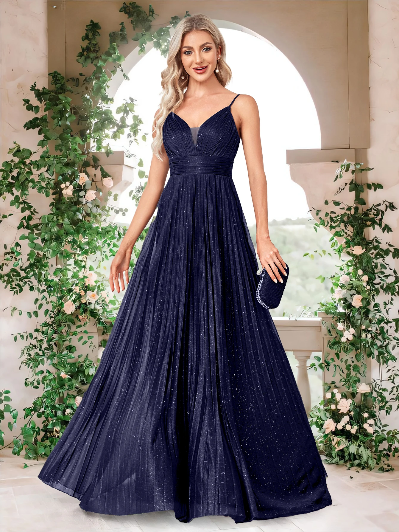 Blueplum-Robe de soirée trapèze verte élégante pour femme, longueur au sol de luxe, dos nu, fête de mariage formelle, Rh, queue de caq, quelle que soit