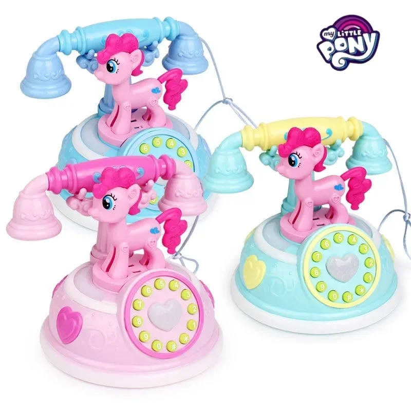 My Little Pony kids toys phone retro landline baby early education simulation microphone Applejack fun music light birthday gift