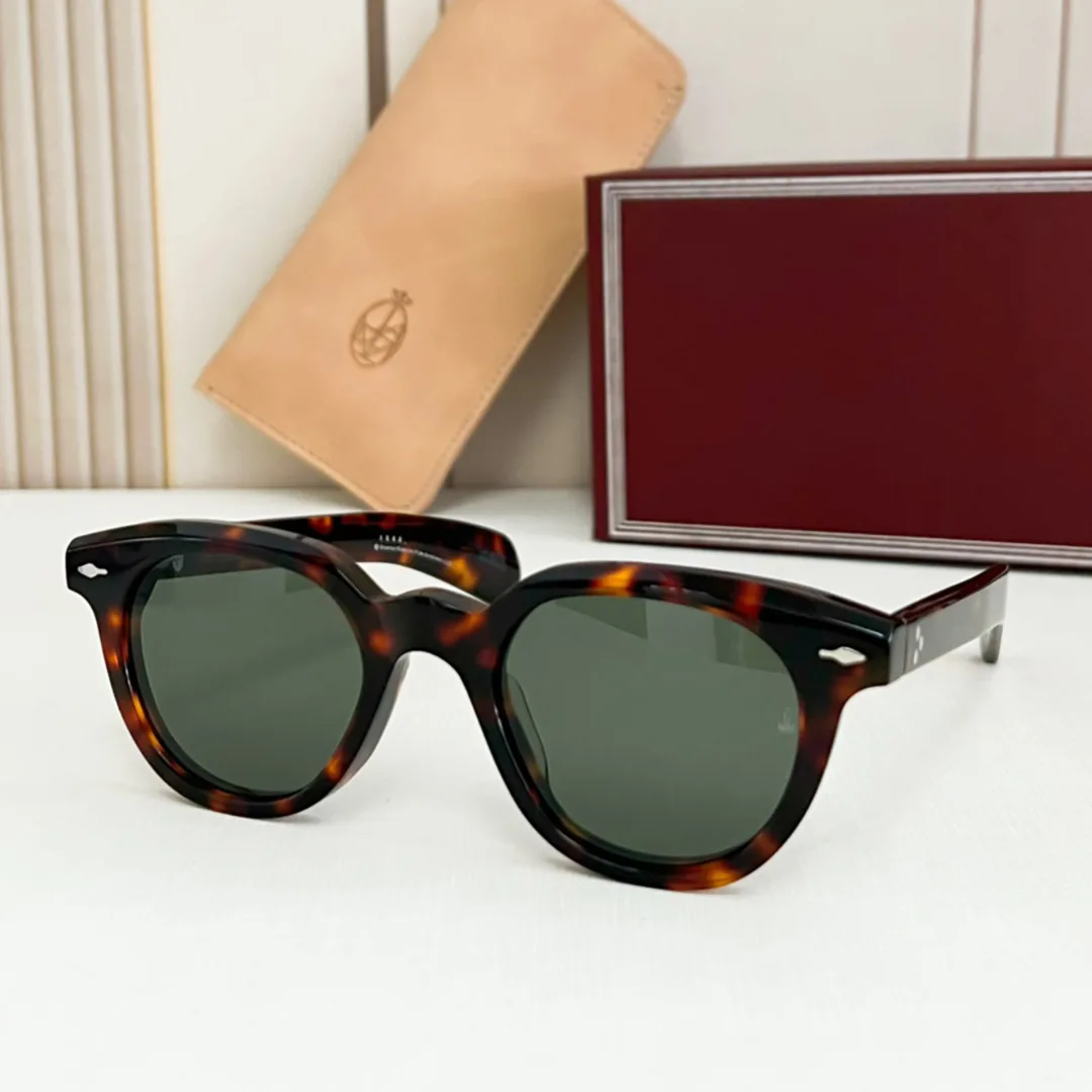 

JACQ JMM1948 Vintage Round Handcrafted Orange Sunglasses for Men Women Acetate Fiber Beach Travel 481D