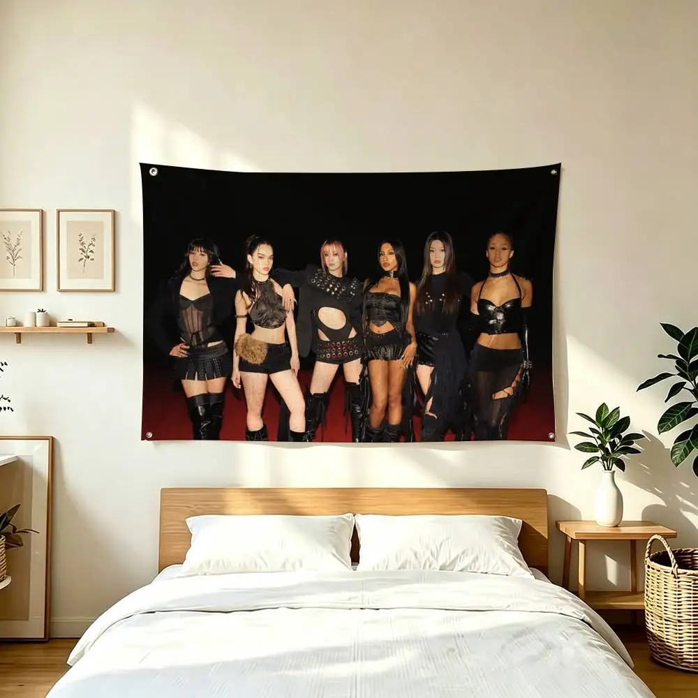 K-KATSEYE Global Girl Group  Flag Suitable For Party Club Outdoor Interior Wall Decoration Banner Fans Gift