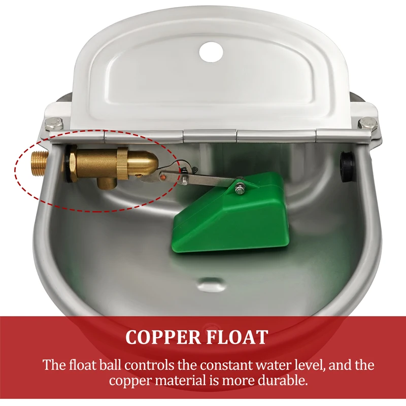 Imagem -06 - Automático Flutuador Agricultura Calha Tigela de Água Bebedor de Gado com Válvula de Cobre Distribuidor Animal Ovelha Vaca Aço Inoxidável