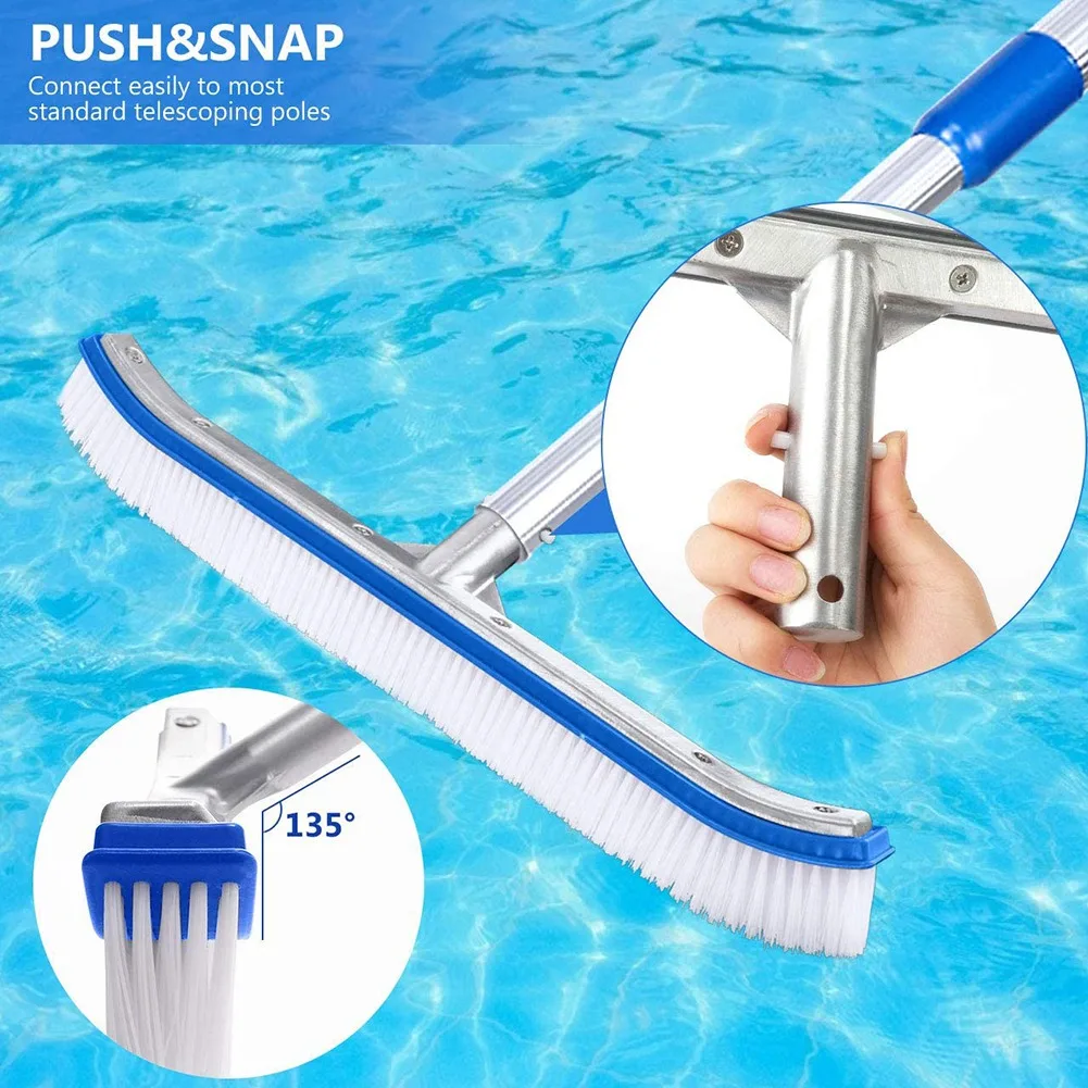 Pool Brush Swimming Pool Wall & Tile Brush 18 Inch Swimming Pool Cleaning Pole Brush Head Replacement Brush Blue