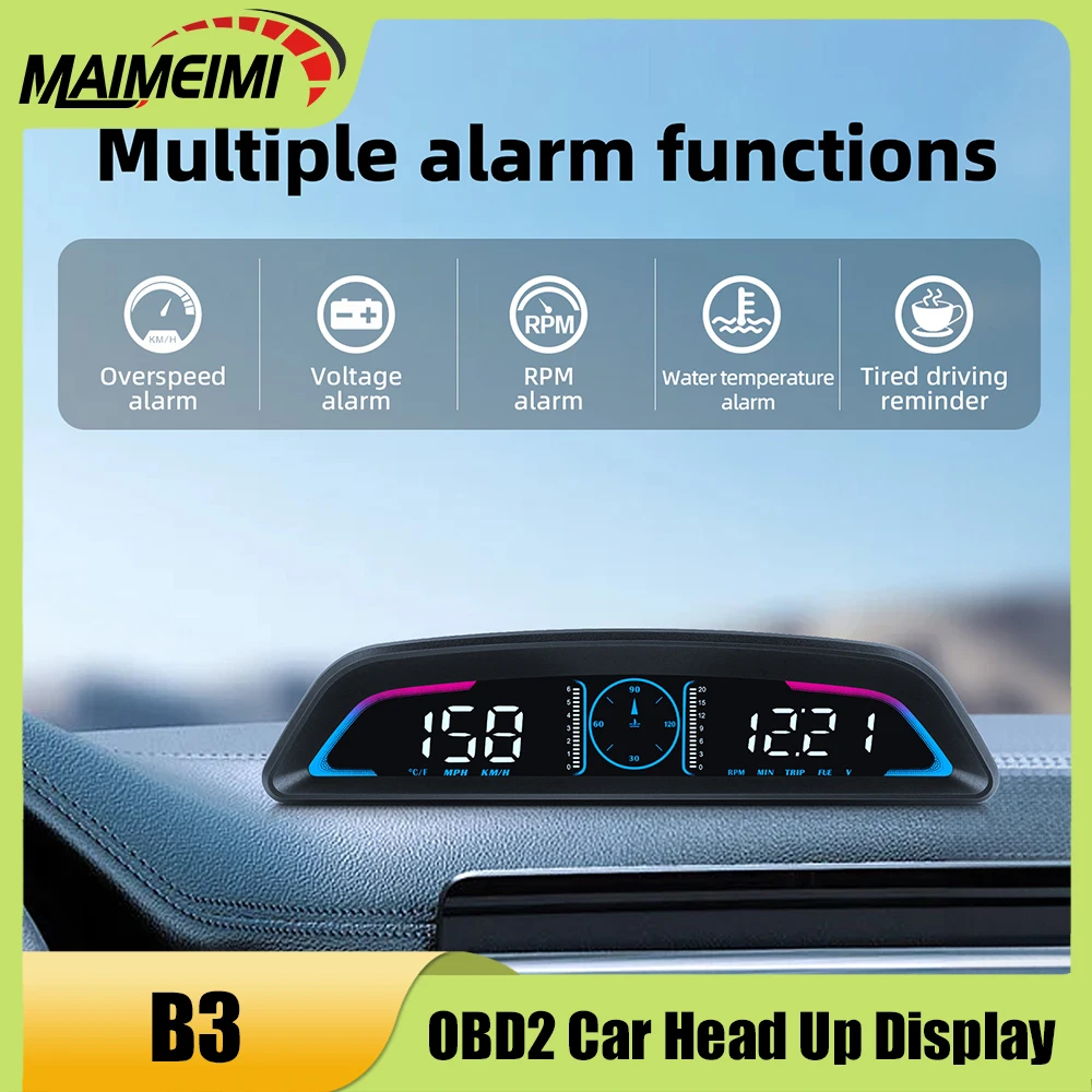 

B3 OBD2 HUD Auto Speedometer Head Up Display Car Smart Digital Speed RPM Water Temp Voltage Meter Auto Electronics Accessories