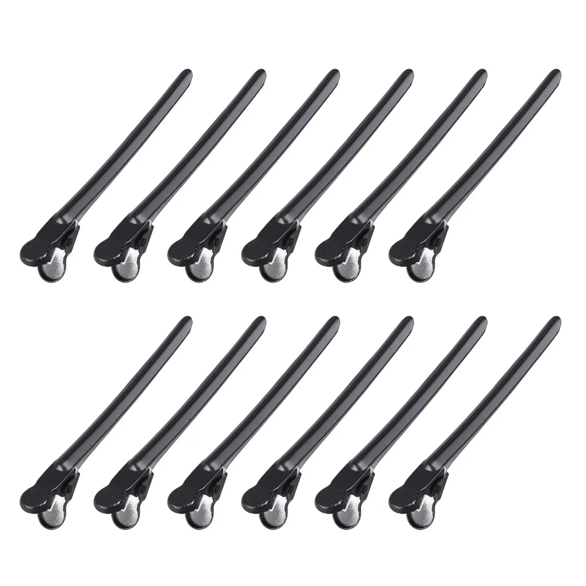 12Pcs Wavy Hair Positioning Clips Metal Bottom Strong Grip for Thick Long Hair Hairdressing Styling Blow Drying Salon Use