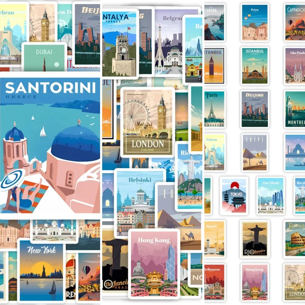Ultra Durable PVC Cityscape Stickers Featuring Iconic Landmarks Ideal for Phones Laptops Suitcases Journals and Creative Project