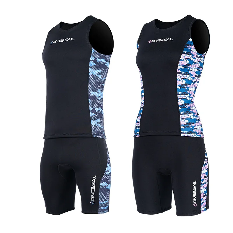 

Women 2MM Split Wetsuit Set Neoprene Vest + Pants Thermal Anti-jellyfish Two Piece Suit for Surfing Swimming Snorkeling Cold Wat